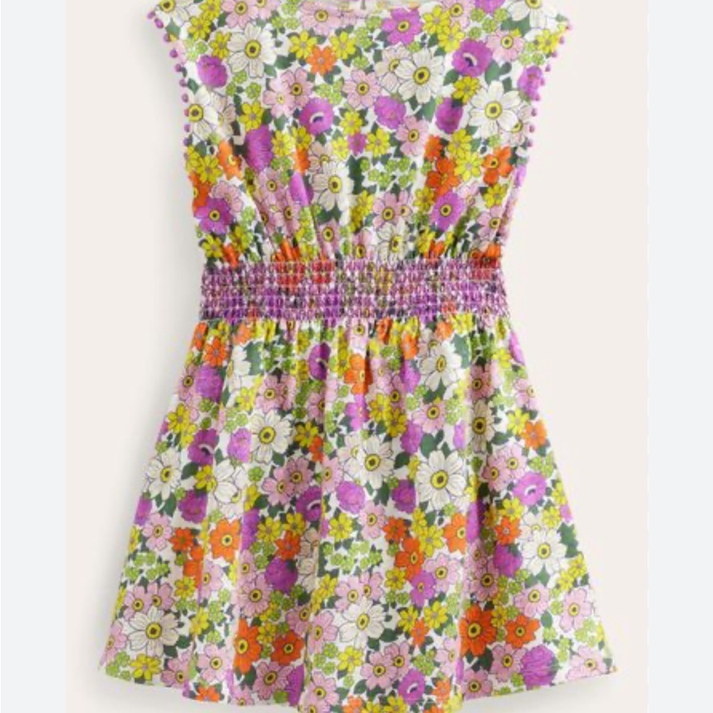 MINI BODEN PURPLE FLORAL SMOCKED KNIT DRESS 2-3T girls